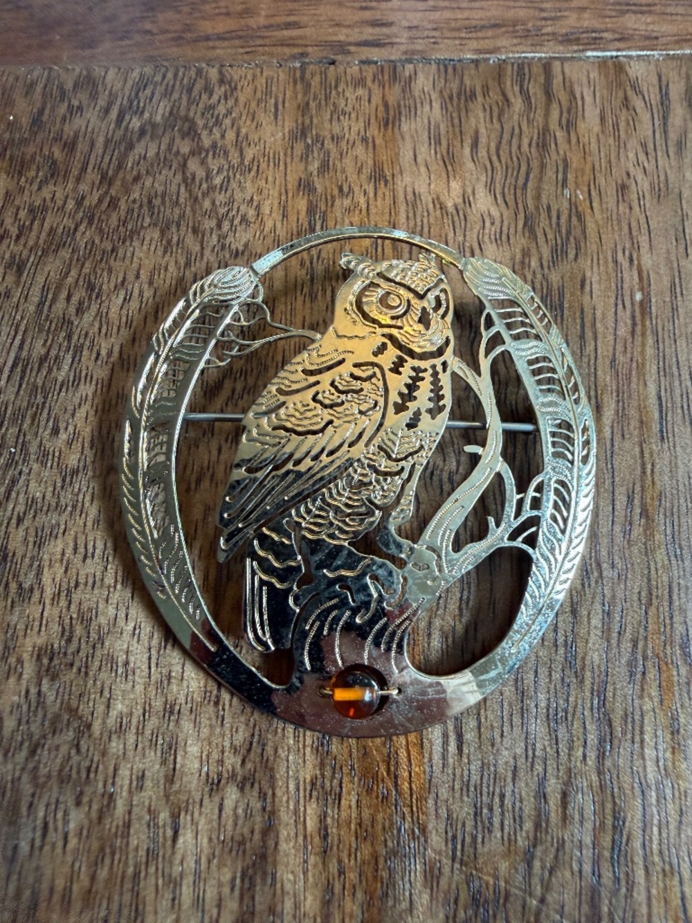 Wild Bryde Gold Plated Large Laser Cut Owl Pin